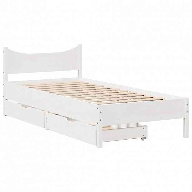 vidaXL Rám postele se zásuvkami bílý 75 x 190 cm masivní borové dřevo
