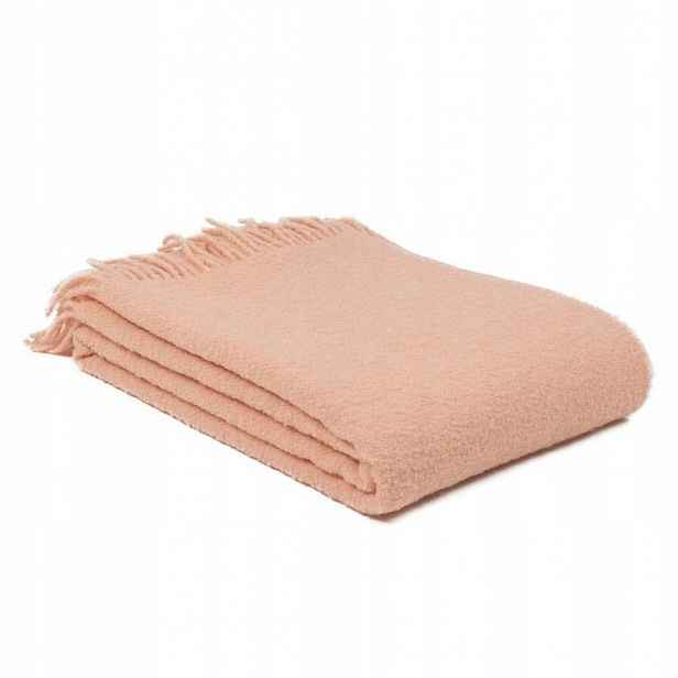 Vlněná deka merino Buckle 140x200 lososová růžová s třásněmi