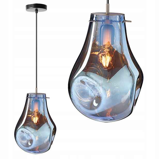 Závěsná Lampa Se Skleněným Stínidlem, Modrá, Jednobodová, Stropní, E27