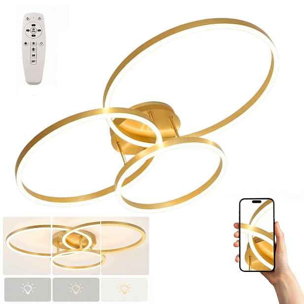 stropní svítidlo Led Zlatá Stmívatelná 82 CM S Dálkovým Ovládáním 74 W