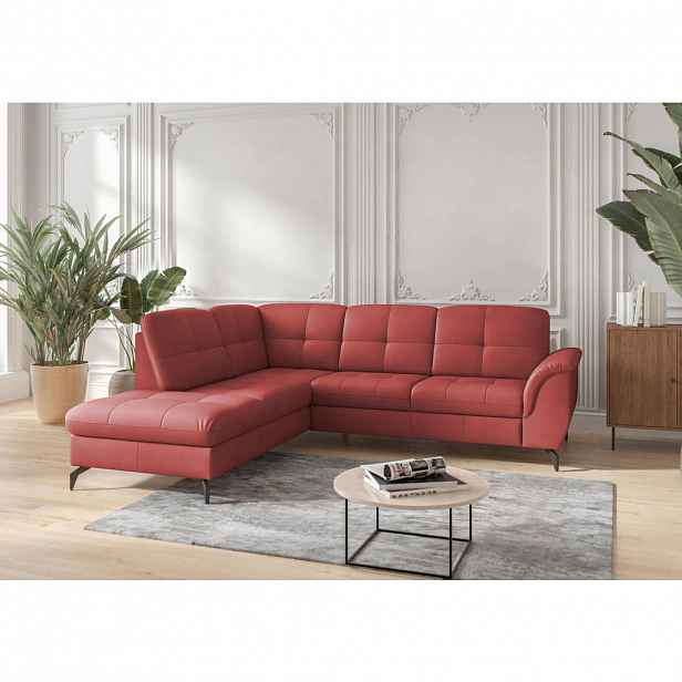 Sit & More ROHOVÁ SEDAČKA, textil, kůže, červená
