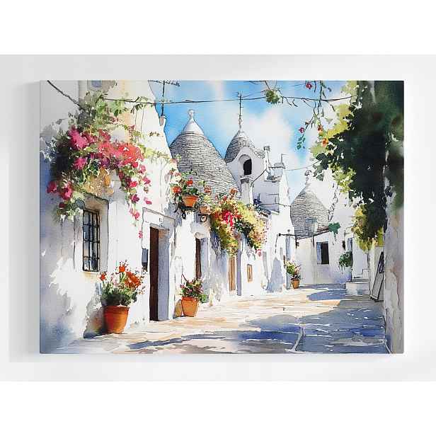 Plakát Itálie Apulia Alberobello Domky Trulli Pohled 100x75