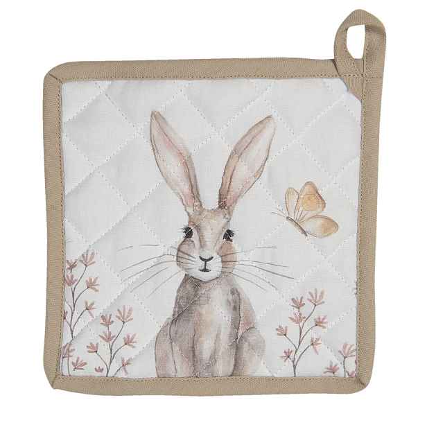 Podložka pod hrnec s motivem králíků Rustic Easter Bunny - 20*20 cm Clayre & Eef