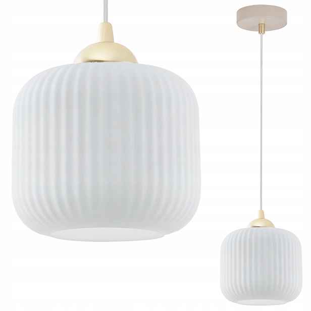 Závěsná Stropní Lampa Lustr Bílý Skleněný Stínidlo Glamour Kašmír E27