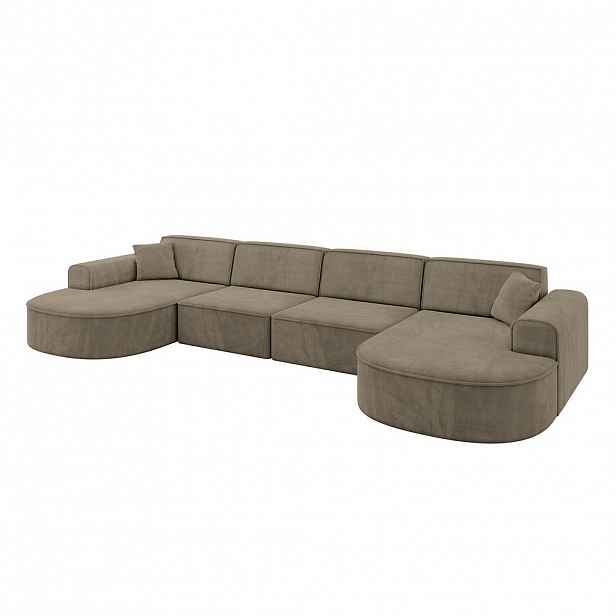 ALTDECOR SEDACÍ SOUPRAVA MARI-U2 – 388 x 171 x 79 cm, tmavě hnědý velur