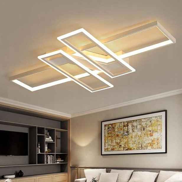 Led Stropní Svítidlo Plafon Bílé Moderní Stmívatelné s Dálkovým Ovládáním 45W 120CM