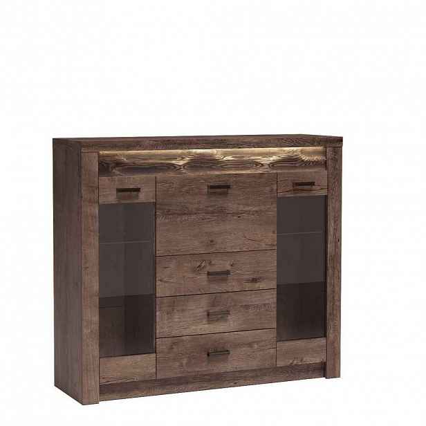 MASSENO VITRÍNA ZERI 137/122/42 cm Hnědá