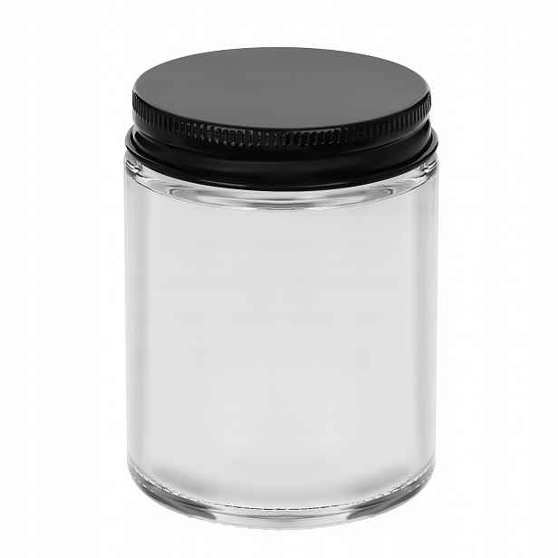 Sklenička na svíčky transparent 150 ml s černým hliníkovým uzávěrem 105 ks