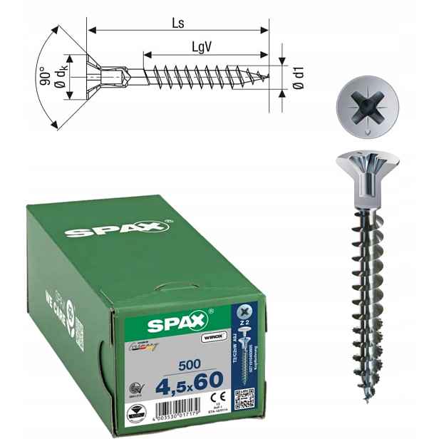 Univerzální vrut do dřeva Spax 4.5 x 60 Wirox 500 ks