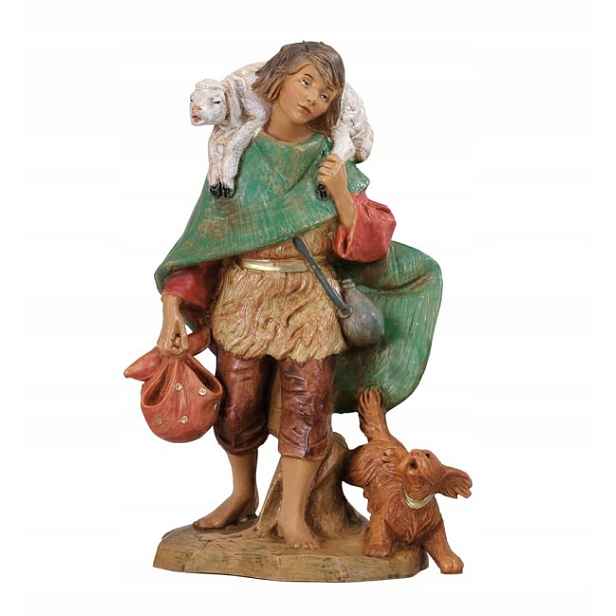 Italská figurka firmy Fontanini – Pastýř S Ovcí A Psem – pro figurky o výšce 15 cm