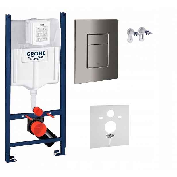Podomítkový Wc set Stelaz Grohe tlačítko grafit lesklé