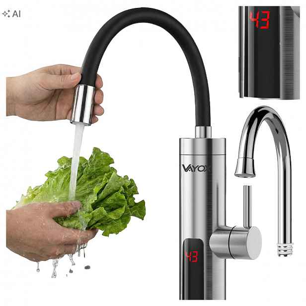 Průtokový Elektrický Ohřívač Vody Inox Baterie 3D Výtok Vayox