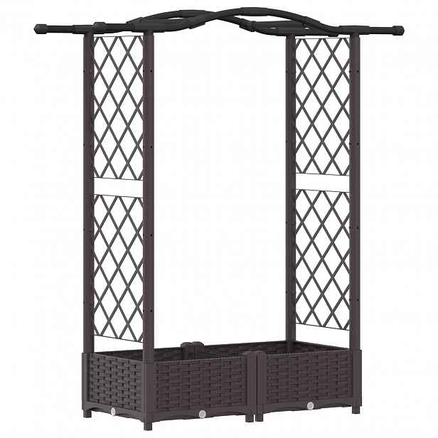 vidaXL Vyvýšený záhon s treláží a střechou Hnědá 124 x 40 x 123 cm PP
