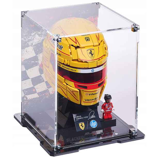 Vitrína s pozadím Blacked Brick pro Lego 43022 Helma Hamilton Scuderia Ferrari