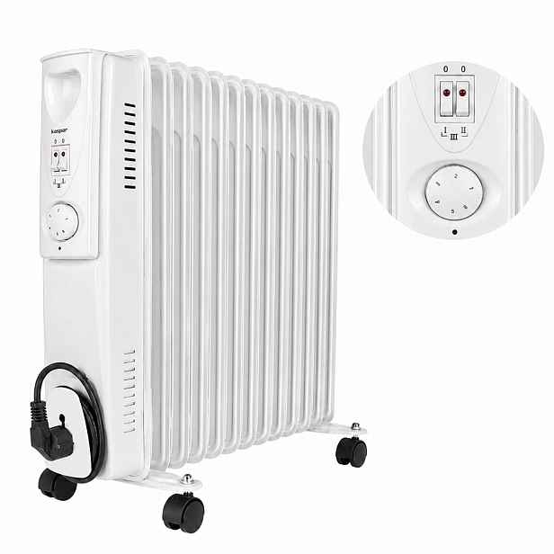 Elektrický Olejový Radiátor 13 Žeber 2500WATT Termostat Bezhlučný Oleják