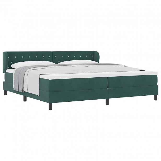 vidaXL Postel s boxspringem s matrací Tmavě zelená 200 x 200 cm samet