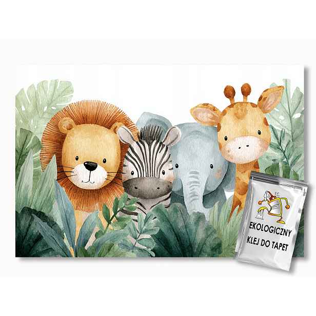 Fototapeta Flizelina Džungle Zvířata Slon Žirafa Zebra 416 x 254 130 g