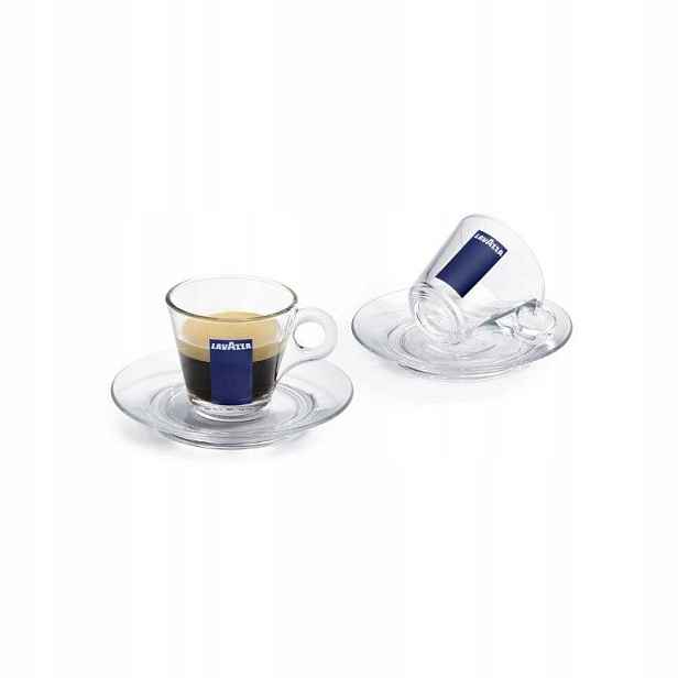 Šálky Lavazza espresso 70 ml s podšálky, sklo, 6 Ks