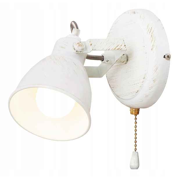 Vintage nástěnná lampa s patinou a vypínačem E14, bílá antik Vivienne Rabalux