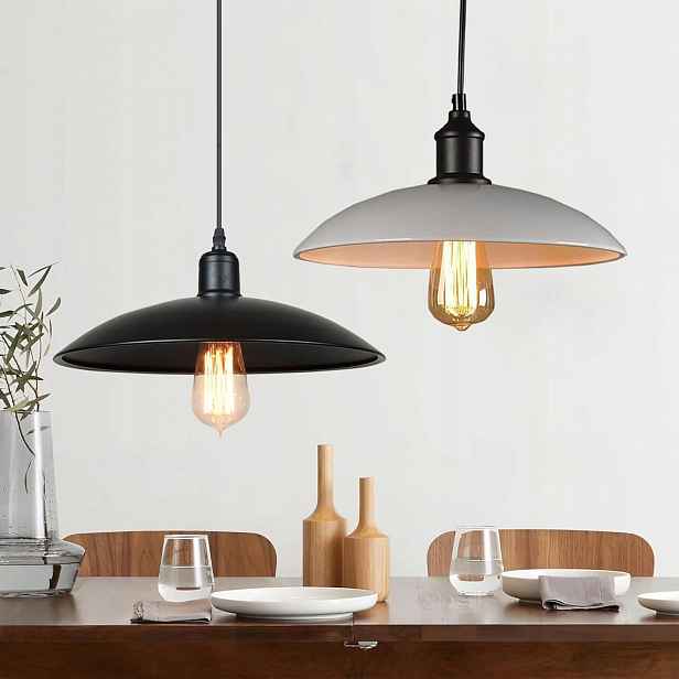 Závěsná Lampa Industriální Loft Kov 2KS Černá A Bílá E27