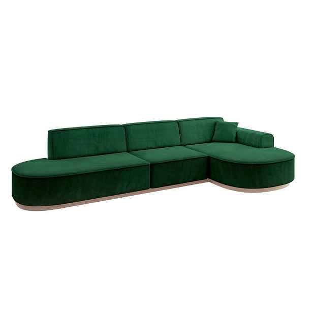 ALTDECOR ROHOVÁ SEDAČKA s otomanem, pravá MARI-L2-v1 328x171x83 Zelená Velur