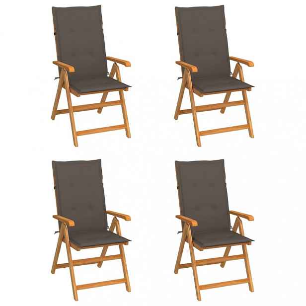 Zahradní židle 4 ks teak / látka Šedohnědá taupe