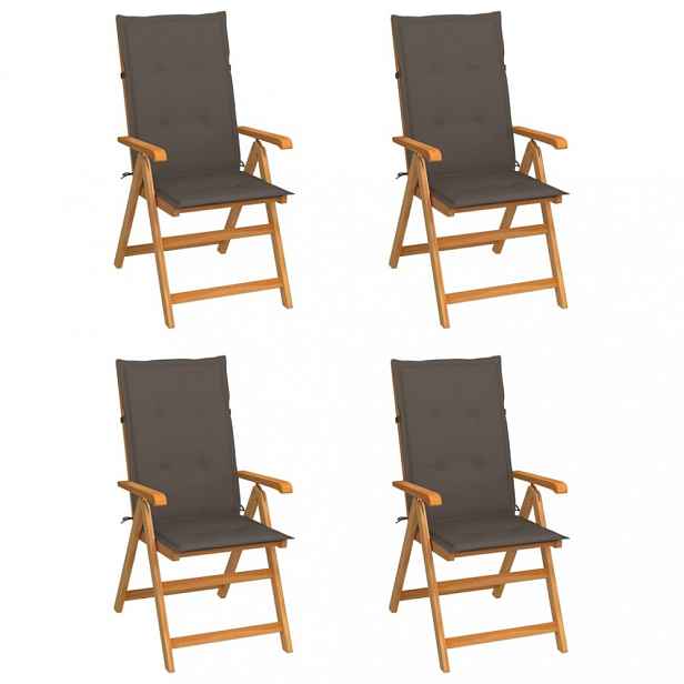Zahradní židle 4 ks teak / látka Šedohnědá taupe