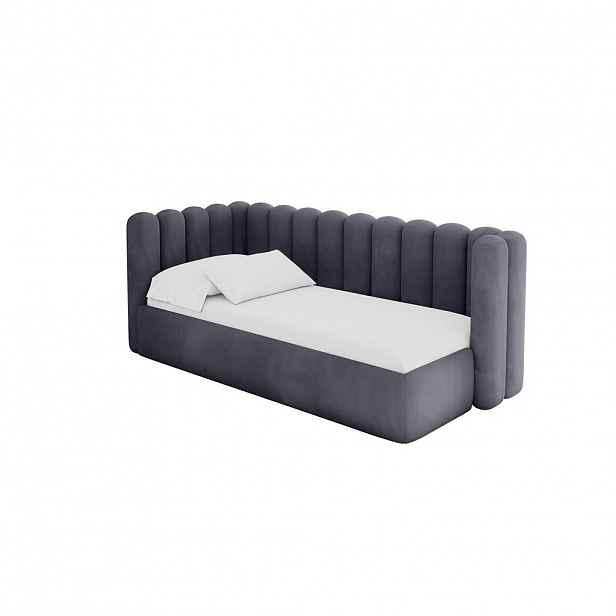 ALTDECOR JEDNOLŮŽKOVÁ POSTEL pro mládež s úložným prostorem, vpravo - HUGY 80x200 tmavě šedá