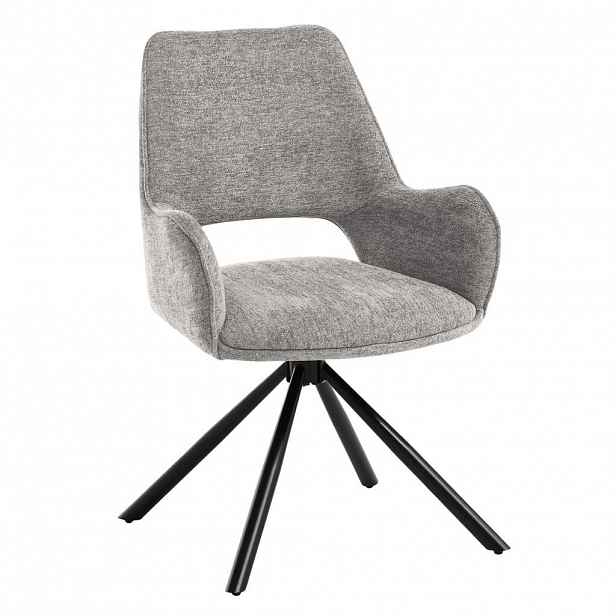 Beautysofa OTOČNÁ ŽIDLE Treo v látce bouclé s kovovými nohami, šedá