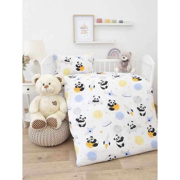 MKLuzkoviny.cz Bavlněné povlečení Renforcé do postýlky - Vesmírná panda- 100 × 135 cm - 40 x 60 cm