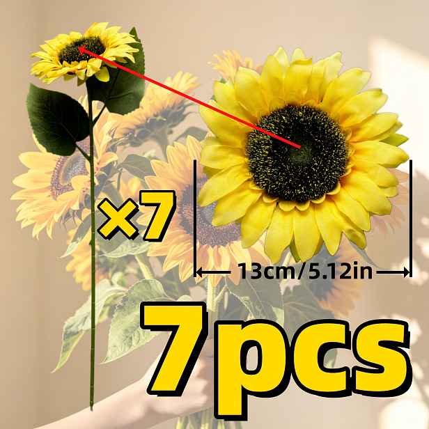 TEMU 7-stupňové umělé slunečnice - Domácí dekorace - Sváteční dekorace - Fotografické rekvizity - Umělé květiny - Podzimní dekorace - Podzimní umělé