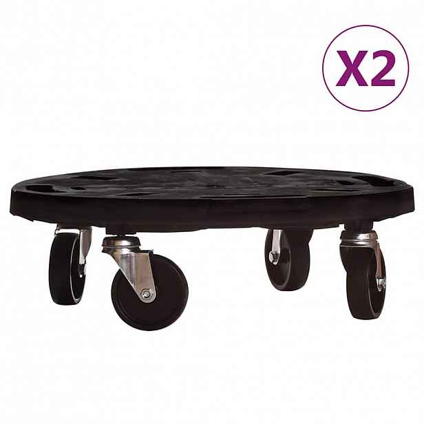 vidaXL Vozíky na rostliny na kolečkách 2 ks průměr 40 cm černé 275 kg