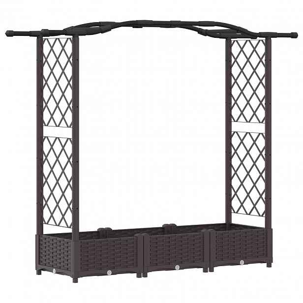 vidaXL Vyvýšený záhon s treláží a střechou Hnědá 169 x 40 x 123 cm PP