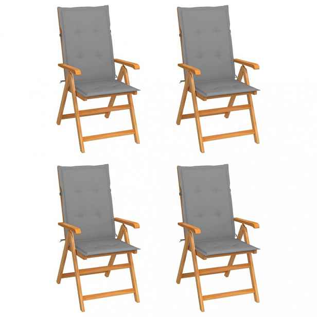 Zahradní židle 4 ks teak / látka Šedá