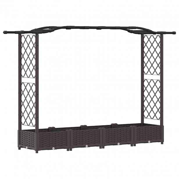 vidaXL Vyvýšený záhon s treláží a střechou Hnědá 207 x 40 x 123 cm PP