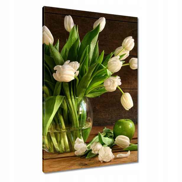Obrazy 60x90 Bílé tulipány Desky