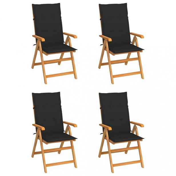 Zahradní židle 4 ks teak / látka Černá