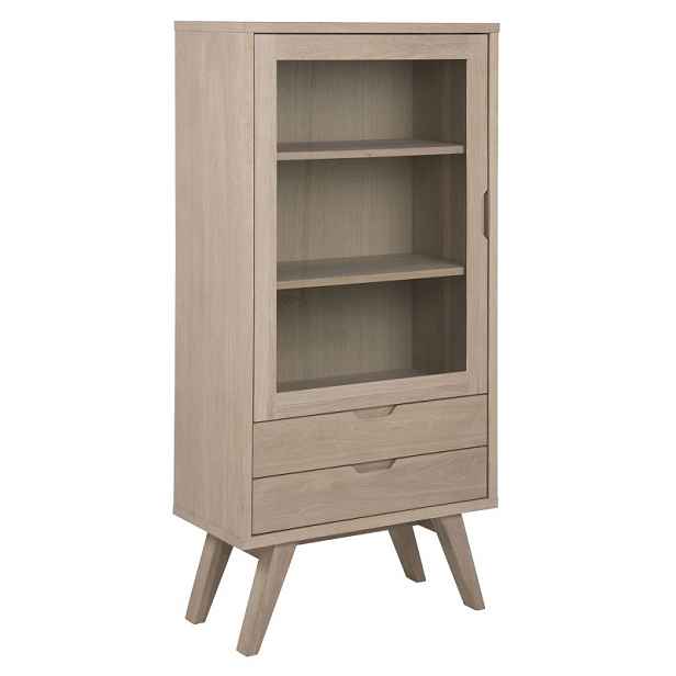 Actona Vitrína A-Line 145 cm bělený dub