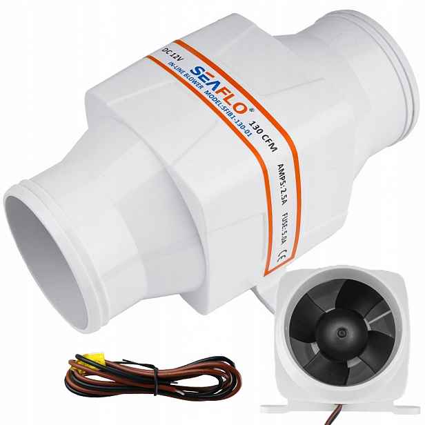 Kanálový Ventilátor 12V 2.5A 130 Cfm – Pro Lodě, Kempování, Prostory