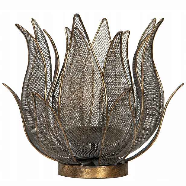 Lampion Zlatý Kovový Květ do obývacího pokoje se skandinávským stínidlem 24 cm