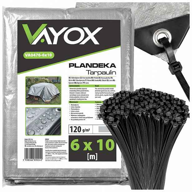 Ochranná Zesílená Stavební Plachta 6X10 M Voděodolná Uv Pásky Vayox