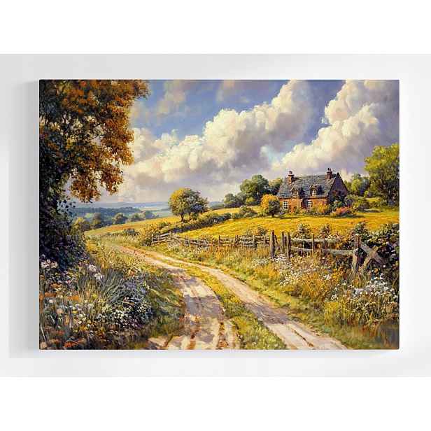 Plakát Rustikální Krajina Venkov Dům Cesta Léto 100x75