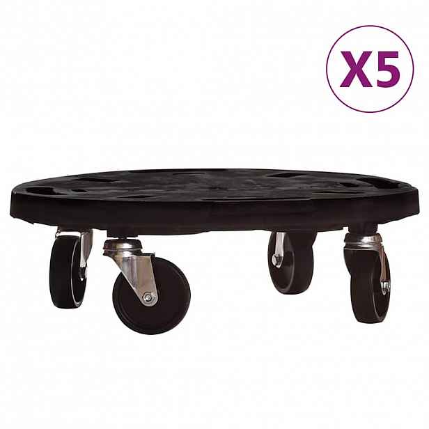 vidaXL Vozíky na rostliny na kolečkách 5 ks průměr 40 cm černé 275 kg