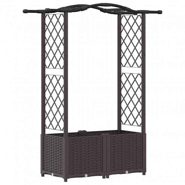 vidaXL Vyvýšený záhon s treláží a střechou Hnědá 125 x 40 x 138 cm PP