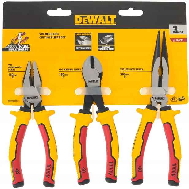 Sada Izolovaných Kleští Vde 3KS Pro Elektrikáře Dewalt DWHT82811-0