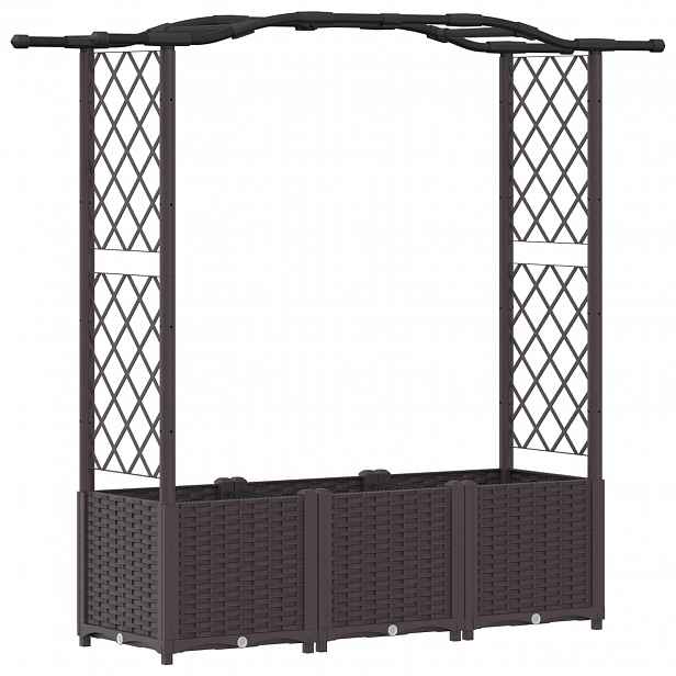 vidaXL Vyvýšený záhon s treláží a střechou Hnědá 164 x 40 x 138 cm PP