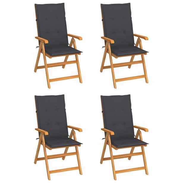 Zahradní židle 4 ks teak / látka Antracit