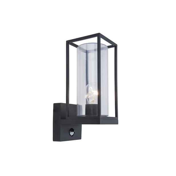 Fasádní lampa pro venkovní nástěnné svítidlo Flair s pohybovým senzorem, černá Lutec