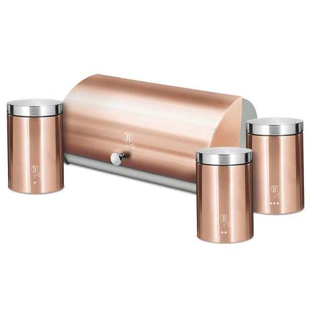 BERLINGERHAUS Chlebovka nerez se sadou 3 ks skladovacích nádob Rosegold Metallic Line BH-6730