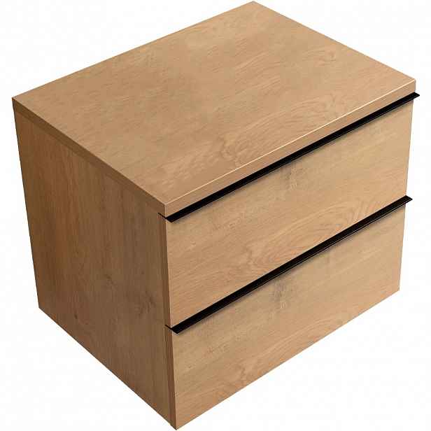 Koupelnová skříňka Velora - dub medový, úchytka černá + deska pod umyvadlo Navira Pro - 36 mm - 70x56,6x46,5 cm